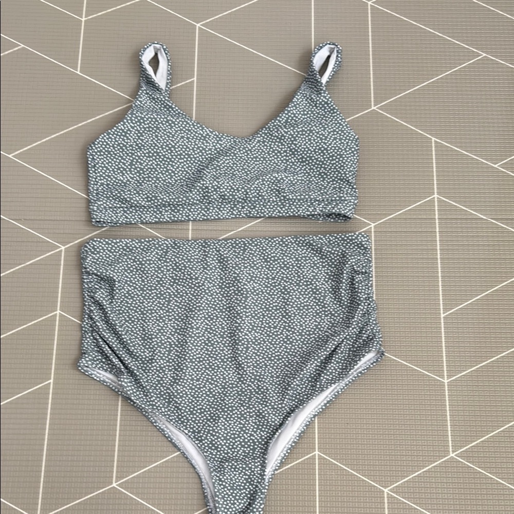 Green and White Bikini Set - Maternity
